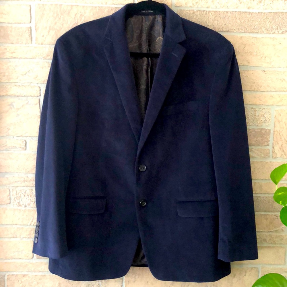 Ralph Ralph Lauren Soft Velvet Velour Jacket Navy Blue Size 40S